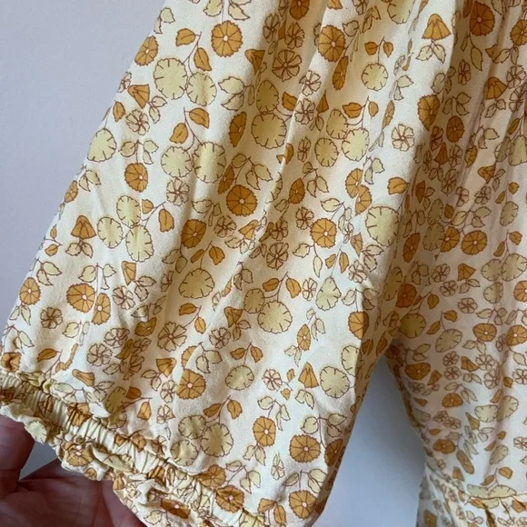 Butter yellow Floral Puff Sleeve Dress farmhouse dress - Picture 3 of 9